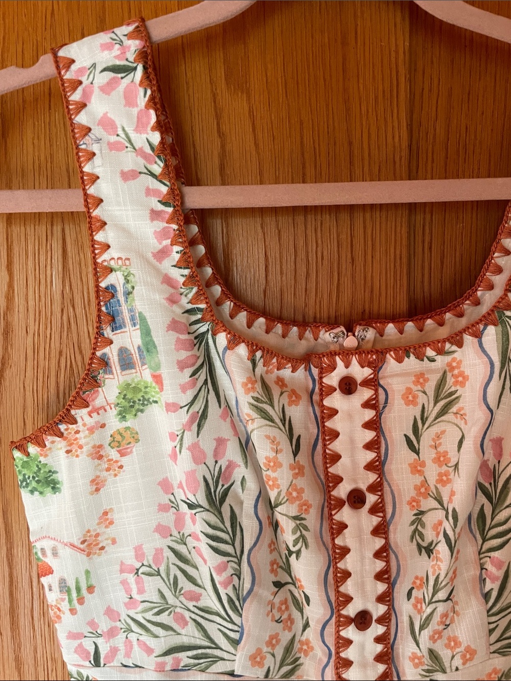 En Saison White Mini Dress with Green & Terracotta Floral Print - Picture 8 of 10